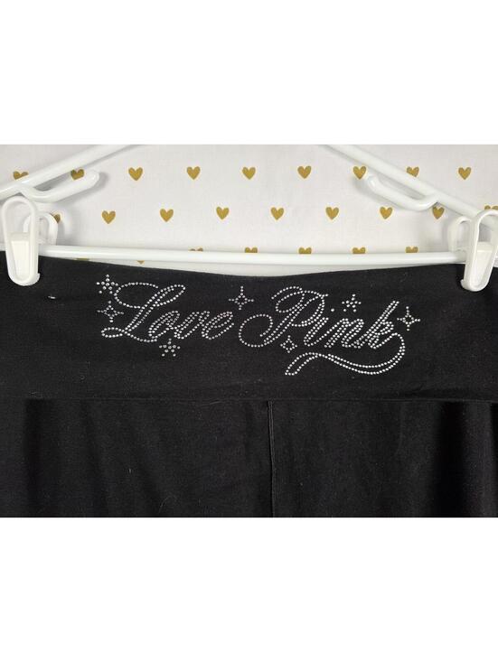 PINK Victoria's Secret Pants - Victorias Secret PINK BLING Rhinestone LOVE Flared Yoga Pants Leggings Medium